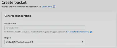 AWS S3 Console Create Bucket